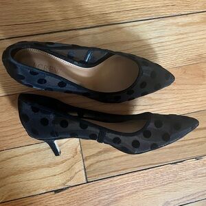 J. Crew Esme mesh polka-dot kitten heels Black size 7 New with Box